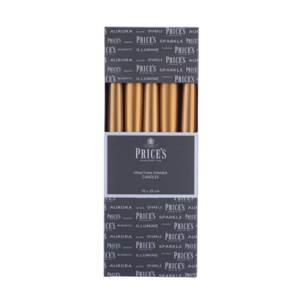 Price's Venetian Gold Wrapped Dinner Candles 25cm (Pack of 10) £22.49